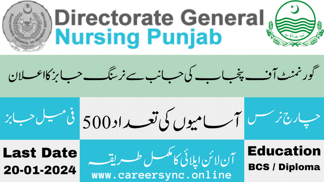 Charge Nurse Jobs 2024 Announced in Punjab Apply Now