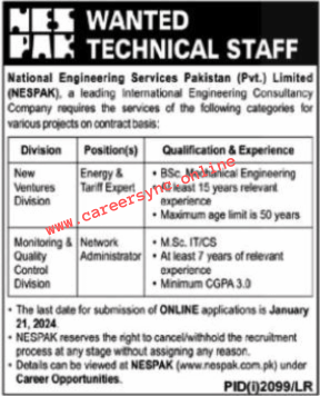 National Engineering Services Pakistan Jobs 2024 Apply Online Now