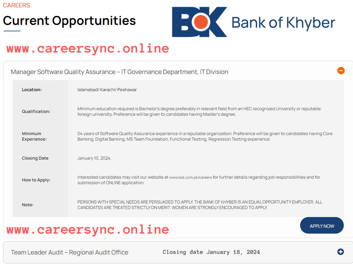 The Bank of Khyber BOK Jobs in 2024 Apply Online Today