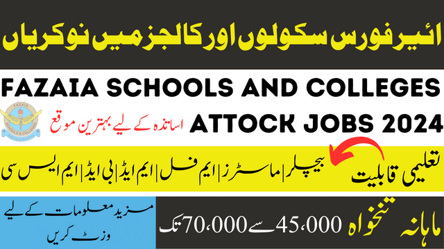 Fazaia Schools And Colleges Attock Jobs in 2024 Apply Online Today