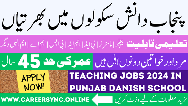 Teaching Jobs in Punjab Danish School in 2024 Apply Online Today